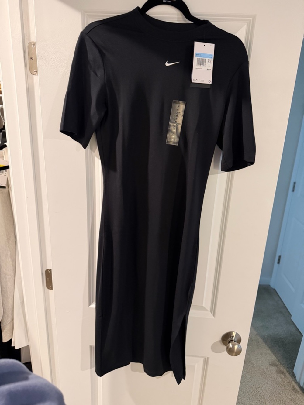 Nike Black Crew-Neck Midi Dress with Swoosh